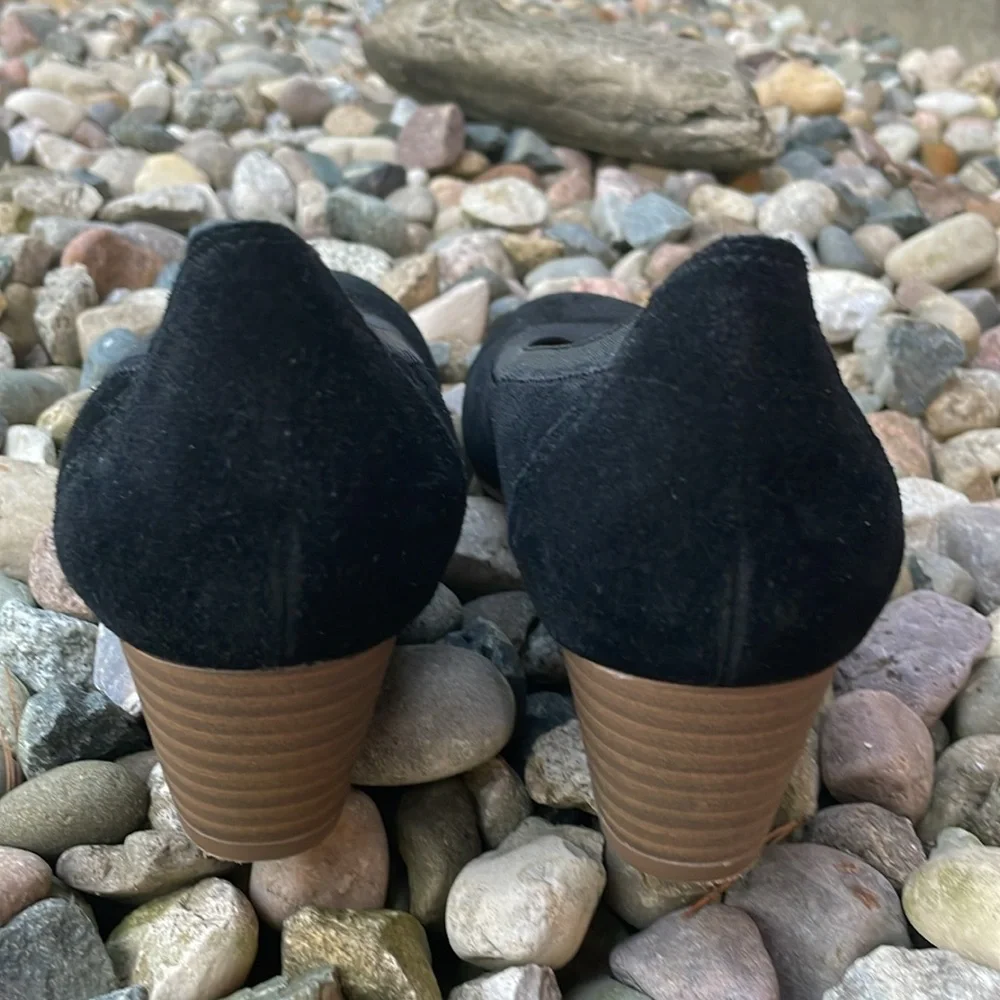 Lands' End Black Suede Wedge Slip-On‎ Shoes